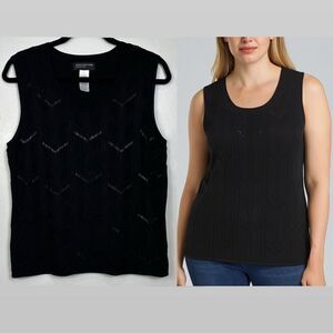 Jones New York Black Beaded Round Neck Tank Top Size XL